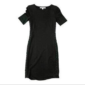 & Other Stories Side Grommet Lace Up Short Sleeve Black Dress - US 4